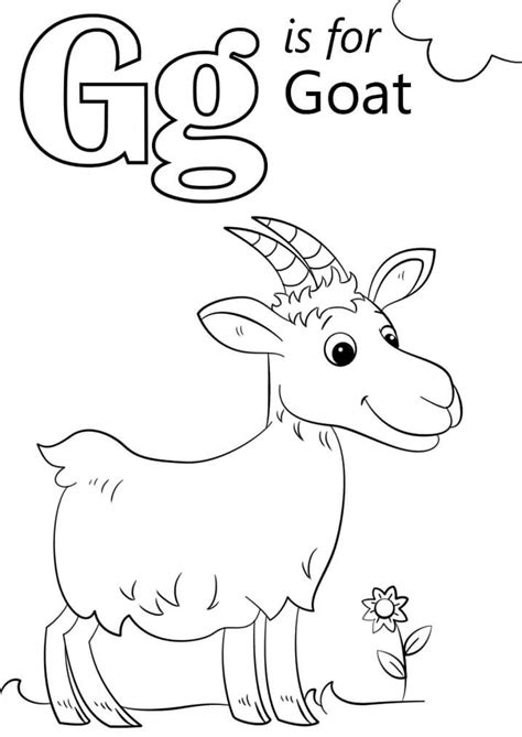 Goat letter G coloring page for kids