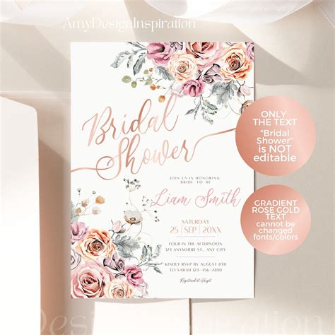 Gold bridal shower invitation template