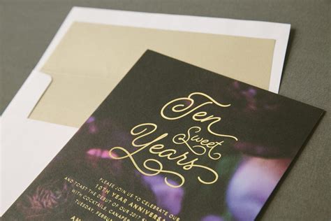 Gold Foil Anniversary Invitation