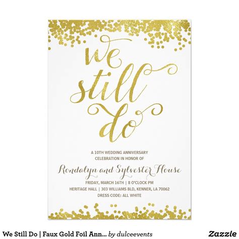 Gold Foil Anniversary Invitation