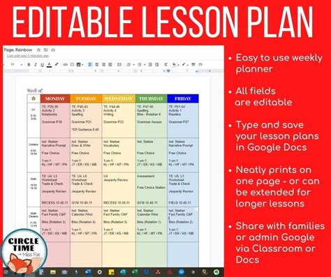 Google Doc Lesson Plan Template Image