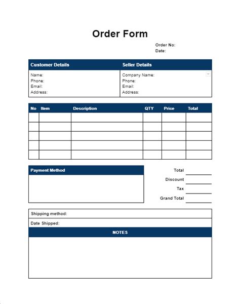 Google Docs Order Form Template