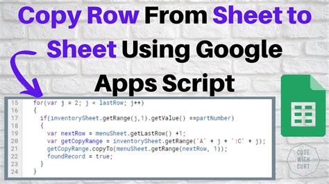 Google Script Row Copy Example 1