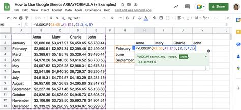 Google Sheets Arrays