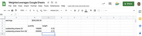 Google Sheets Averages Example 3