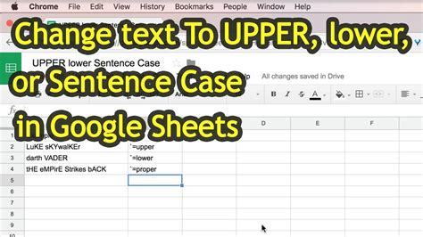 Google Sheets Case Changing Tips