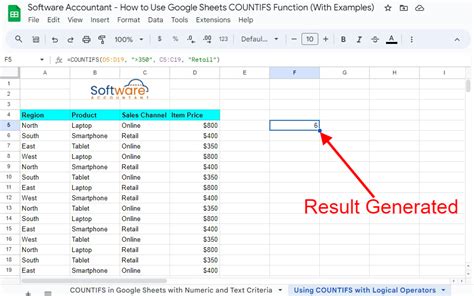 Google Sheets Countifs Example 6