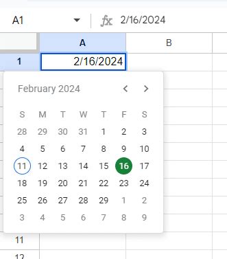 Google Sheets Date Picker Example 2