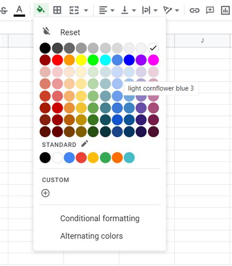 Google Sheets highlighting rules example