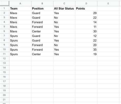 Google Sheets Index Match Example 5