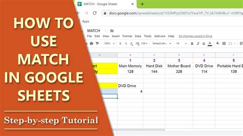 Google Sheets MATCH Function