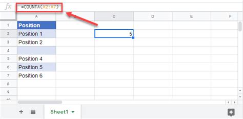 Google Sheets Non-Empty Cells Example