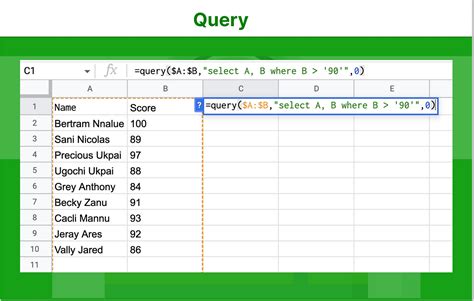 Google Sheets Query Advanced Filtering