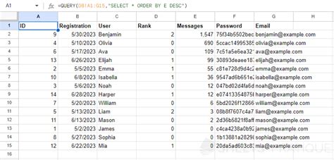 Google Sheets Query Sort Example 10