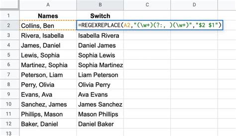 Google Sheets REGEXREPLACE Formula