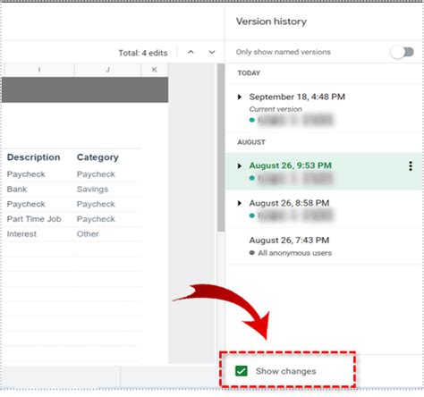 Google Sheets Revisions