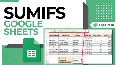 Google Sheets SUMIF Formula