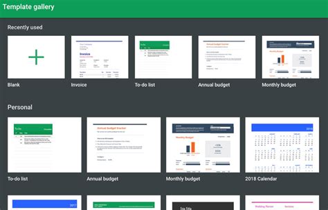 Google Sheets Template Gallery