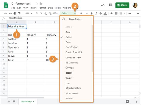 Google Sheets Text Formatting