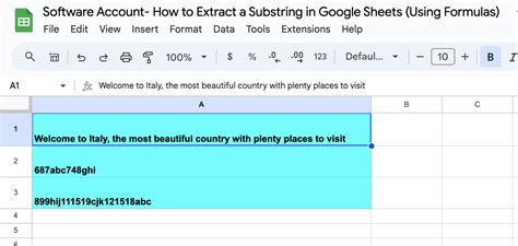 Google Sheets formulas for extracting substrings