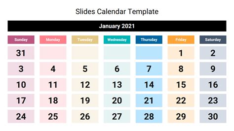 Google Slides Calendar Template for Students