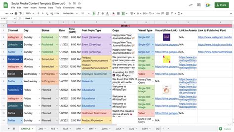 Google Slides Content Calendar