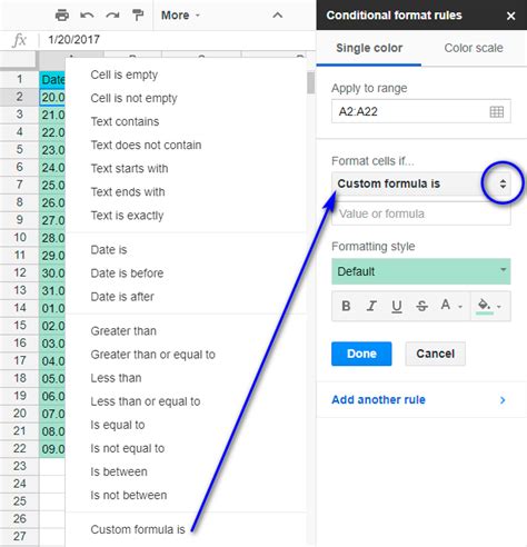 Google Spreadsheet Conditional Formatting