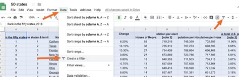 Google Spreadsheet Filters