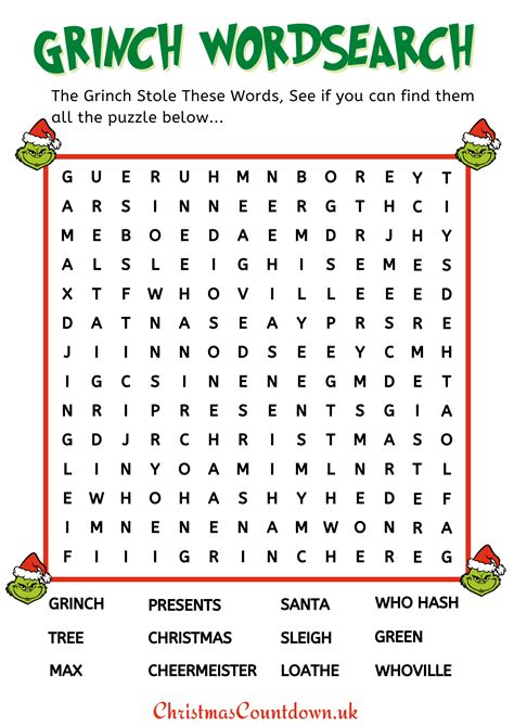 Grinch Word Search Image