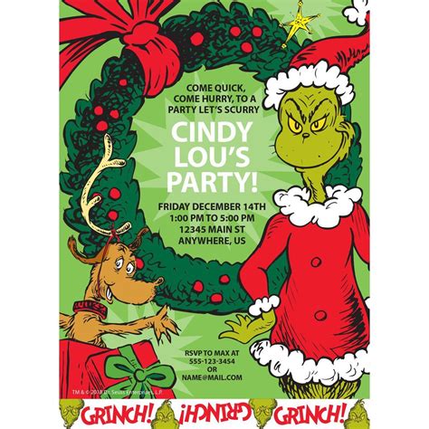 Grinch party invites design