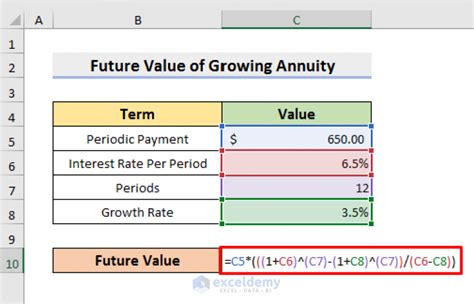 Growing Annuity Formula in Excel