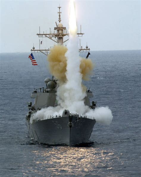 Guided-Missile Destroyer Firing Missile