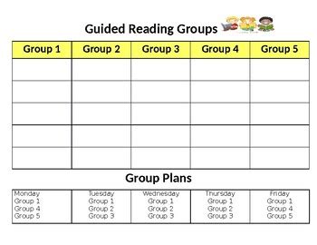 Guided Reading Groups Template