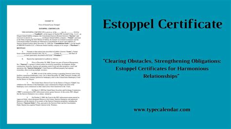 HOA Estoppel Certificate Template