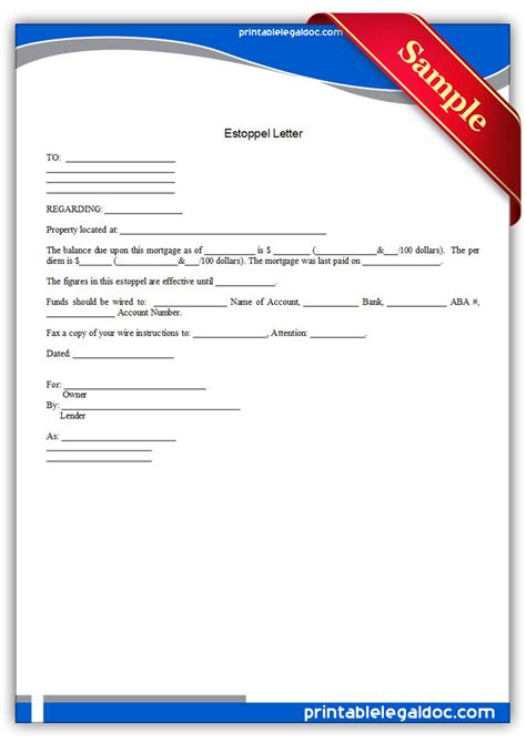 HOA Estoppel Letter Template Example