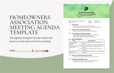 HOA Meeting Agenda Template Example