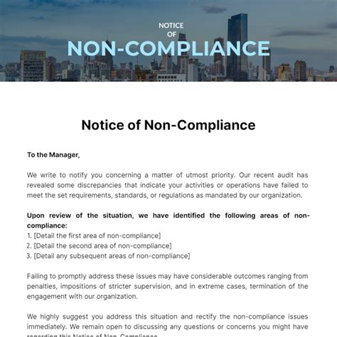 HOA Notice of Non-Compliance Letter Template