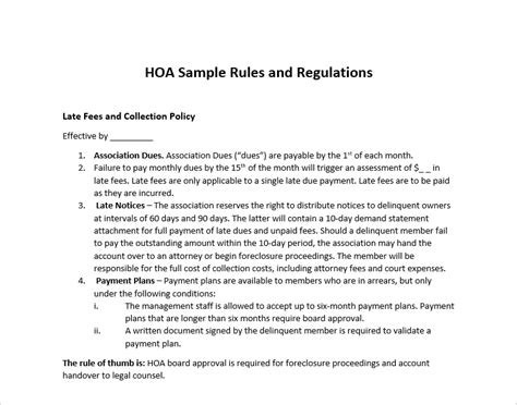 HOA Rules and Regulations Letter Template