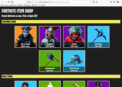 HTML CSS Fortnite Item Shop Template