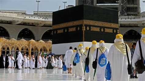 Pilgrims performing the Hajj rituals in Mecca