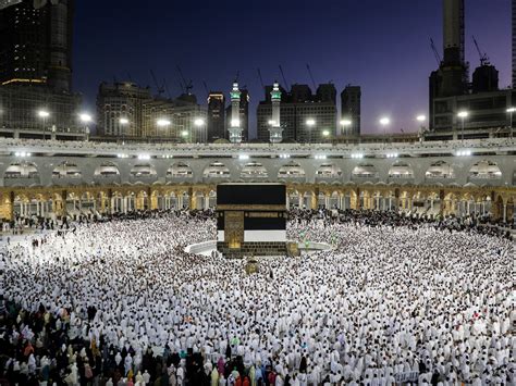 Pilgrims performing the Hajj rituals in Mecca