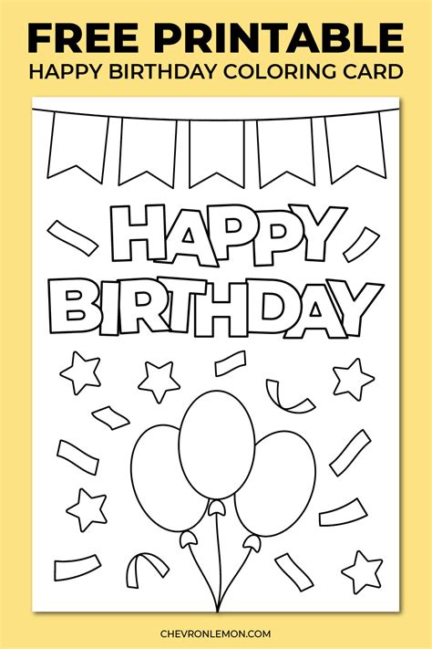 Happy Birthday Coloring Card Printable