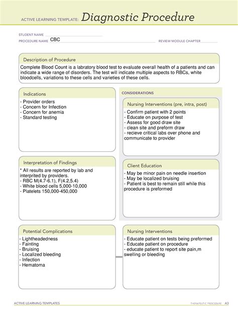 Health Diagnostic Procedure Template