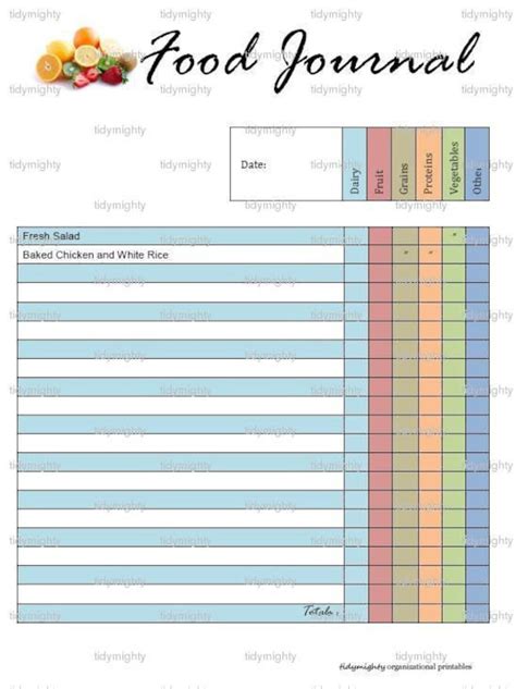 Healthy Eating Tracker Excel