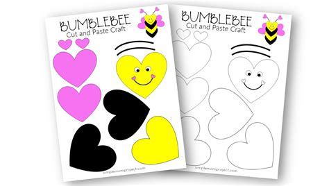 Heart Bee Craft Template For Kids Art