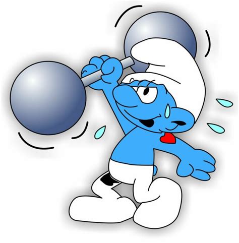 Hefty Smurf Lifting Weights