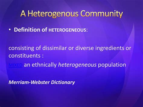 Description of Heterogeneous communities