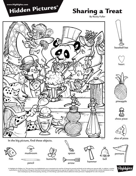 Hidden Objects Printable Worksheets for Kids