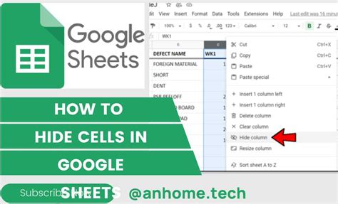 Hiding cells in Google Sheets