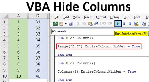 hide columns in vba